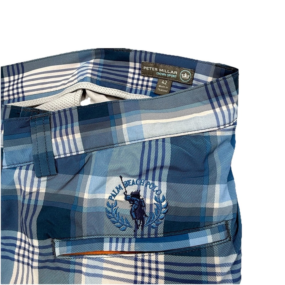 Peter Millar Shorts 42 Blue Crown Sport Performance‎ Golf  Plaid